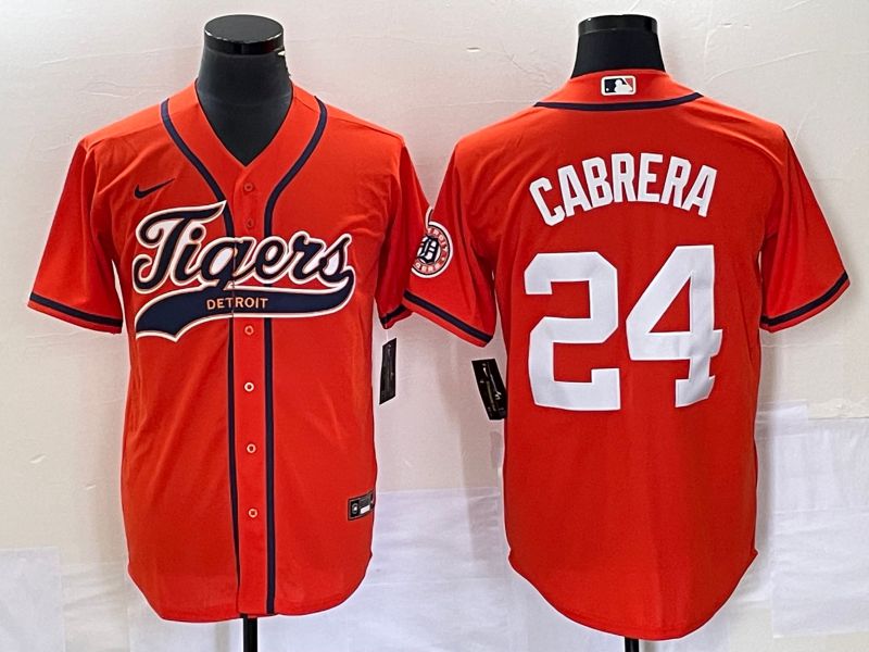 Men Detroit Tigers #24 Cabrera Orange Joint Name 2025 Nike MLB Jersey style 1